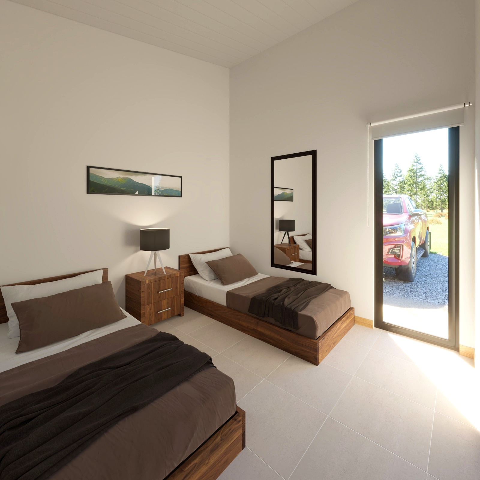 Dormitorio equipado con dos camas
